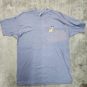 VTG Mickey & Goofy Embroidered Blue T-Shirt Single Stitch Made in USA Size XL